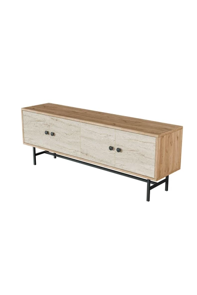 Mezza 4042 DIAMOND METAL AYAKLI TV ÜNİTESİ 150 CM SEPET-TRAVERTEN - 8
