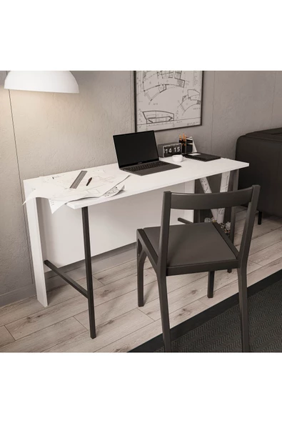 Mezza 1930 VERA 120 CM METAL AYAKLI ÇALIŞMA MASASI BEYAZ - 4