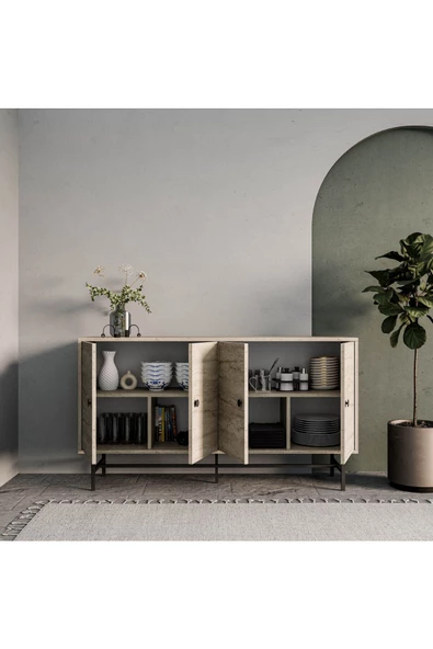 Mezza 4640 DIAMOND METAL AYAKLI KONSOL 145 CM TRAVERTEN - 6