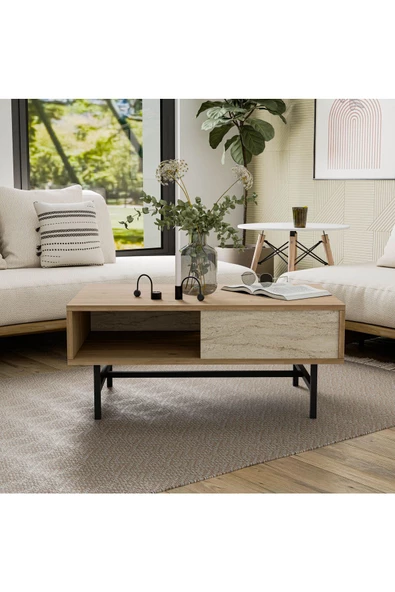 Mezza 4232 DIAMOND METAL AYAKLI ORTA SEHPA 90 CM SEPET TRAVERTEN - 3