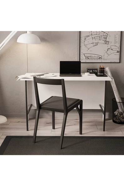 Mezza 1930 VERA 120 CM METAL AYAKLI ÇALIŞMA MASASI BEYAZ - 3