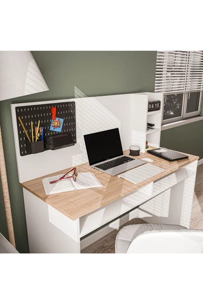 Mezza 1942 VICTUS 120 CM ORGANIZERLİ ÇALIŞMA MASASI SEPET BEYAZ - 4