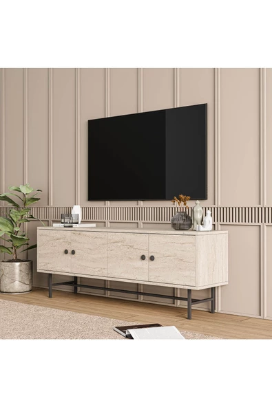 Mezza 4040 DIAMOND METAL AYAKLI TV ÜNİTESİ 150 CM TRAVERTEN