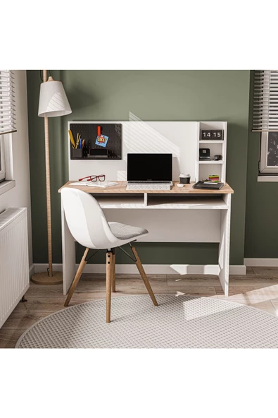 Mezza 1942 VICTUS 120 CM ORGANIZERLİ ÇALIŞMA MASASI SEPET BEYAZ - 3