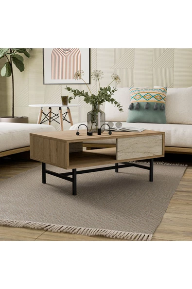 Mezza 4232 DIAMOND METAL AYAKLI ORTA SEHPA 90 CM SEPET TRAVERTEN - 5