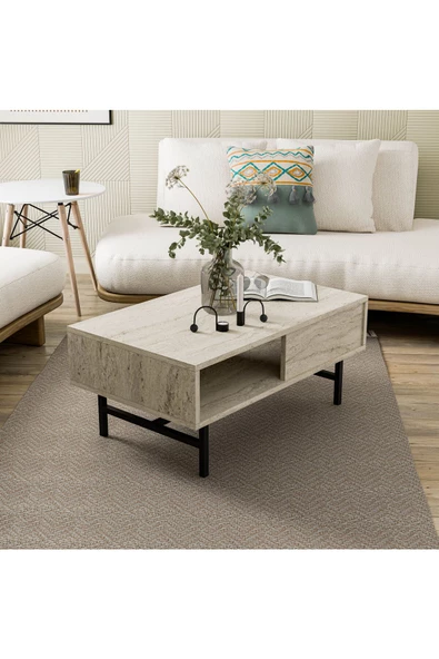 Mezza 4230 DIAMOND METAL AYAKLI ORTA SEHPA 90 CM TRAVERTEN - 4