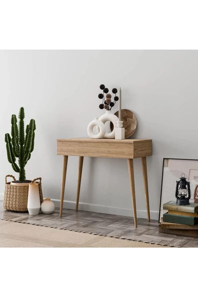 Mezza 2222 FLORA DÜŞER KAPAKLI AYNALI (AHŞAP AYAKLI) 80 CM MAKYAJ MASASI DRESUAR ÇALIŞMA MASASI SEPET - 5