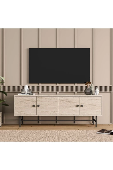 Mezza 4040 DIAMOND METAL AYAKLI TV ÜNİTESİ 150 CM TRAVERTEN - 3