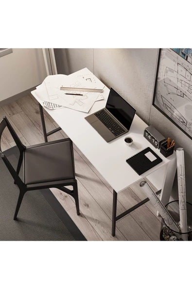 Mezza 1930 VERA 120 CM METAL AYAKLI ÇALIŞMA MASASI BEYAZ - 5