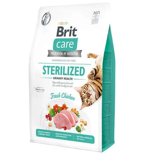 Brit Care Sterilized Urinary Health Fresh Chicken Taze Tavuk Etli Tahılsız Kısırlaştırılmış Kedi Maması (2 Kg)