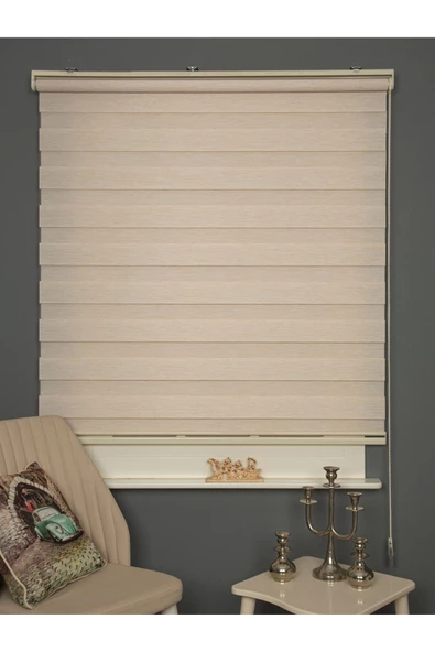 Blind-X  Krem Bambu Stor Zebra Perde Balkon Perdesi, Oturma Odası Perdesi (Dayanıklı Alüminyum Kasa) - 3