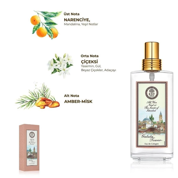 Eyüp Sabri Tuncer 150 ml Sprey Cam Şişe Eau De Cologne Galata Tower - 2