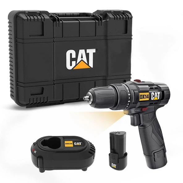 Cat Dx14.2 12Volt/2.0Ah Li-İon Çift Akülü Profesyonel Şarjlı Matkap