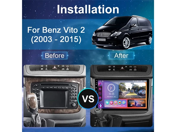 Mercedes Vito Viano W639 Android Multimedya Sistemi (2003-2015) Montaj Hizmeti - 2