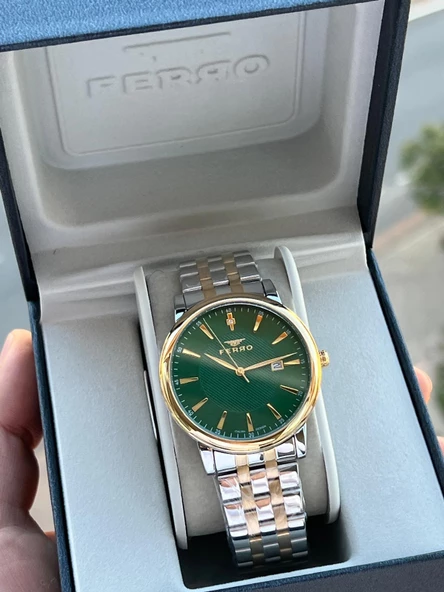 Ferro Çelik Kordon Takvimli Kadran 30 Mt Suya Dayanıklı Erkek Kol Saati EF11479-D6 ürün görseli