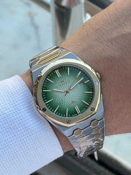 Ferro Çelik Kordon Takvimli Kadran 30 Mt Suya Dayanıklı Erkek Kol Saati EF40133-D6 - Resim 3