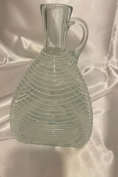 Cam Sürahi  El İşi Beyaz Çizgili ürün görseli