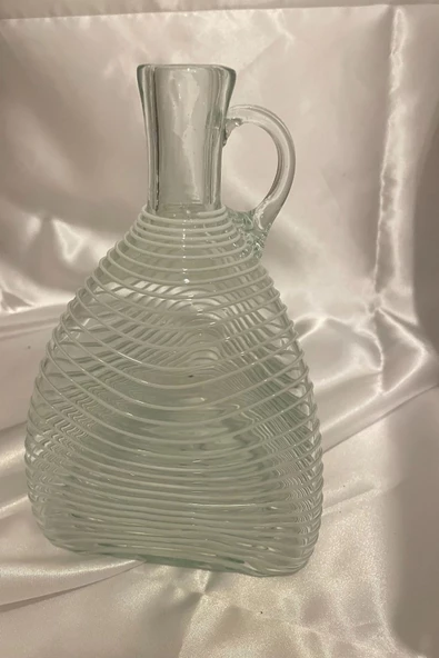 Cam Sürahi  El İşi Beyaz Çizgili - Resim 4