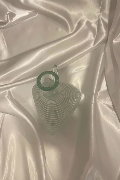 Cam Sürahi  El İşi Beyaz Çizgili - Resim 3