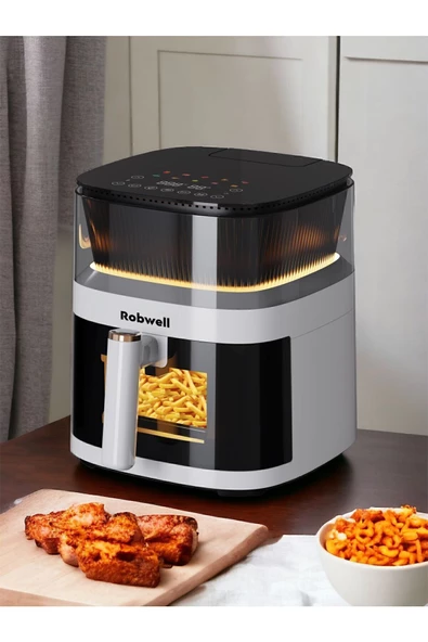 Robwell Robx RXO5 Son Teknoloji Otomatik Buhar Püskürtmeli Airfryer 10 renkli Işıklı menü