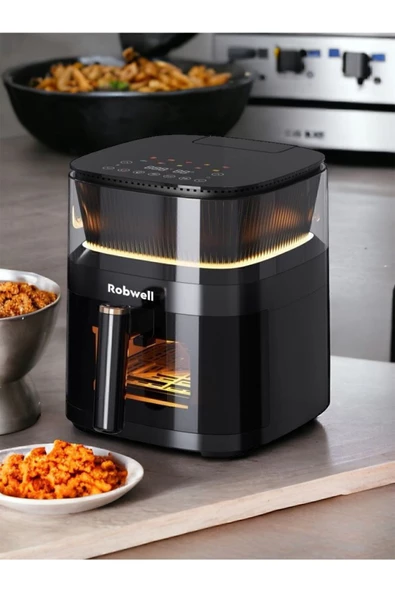 Robwell Robx Rxo5 Son Teknoloji Otomatik Buhar Püskürtmeli Airfryer 10 Renkli Işıklı Menü