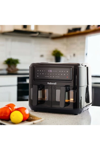 Robwell Se12 2İn1 Çift Cam Kapaklı 4.5 4.5 Dijital 9 Litre Air Fryer - 5