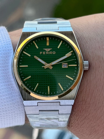 Ferro Çelik Kordon İyon Kaplama Kasa Takvimli Kadran 30 Mt Su Geçirmez Erkek Kol Saati EFM.411373.A6 - Resim 5