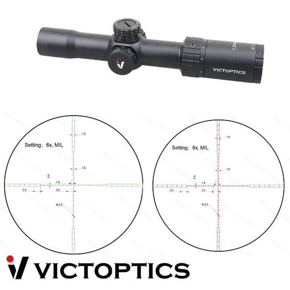 Victoptics S4 1.5-6X28 Yeşil Kırmızı Aydınlatmalı Tüfek Dürbünü - 2