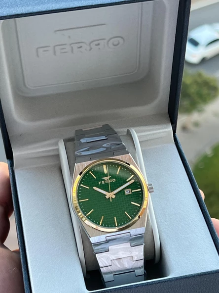 Ferro Çelik Kordon İyon Kaplama Kasa Takvimli Kadran 30 Mt Su Geçirmez Erkek Kol Saati EFM.411373.A6 ürün görseli