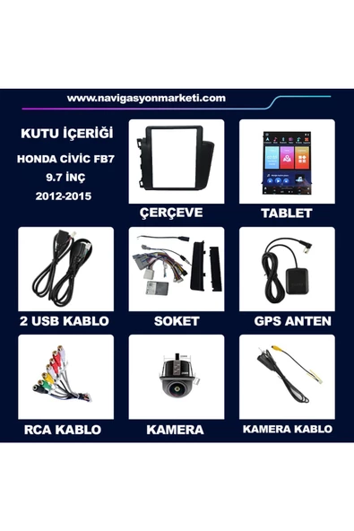 NAVMİNA Honda Civic FB7 2012-2015 Uyumlu 9.7 inç Tesla 2+32 GB Multimedya - Resim 5
