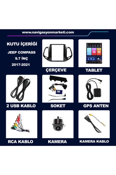 NAVMİNA JEEP Compas 2016-2021 Uyumlu 9.7 inç Tesla 4-32 GB Multimedya - 5