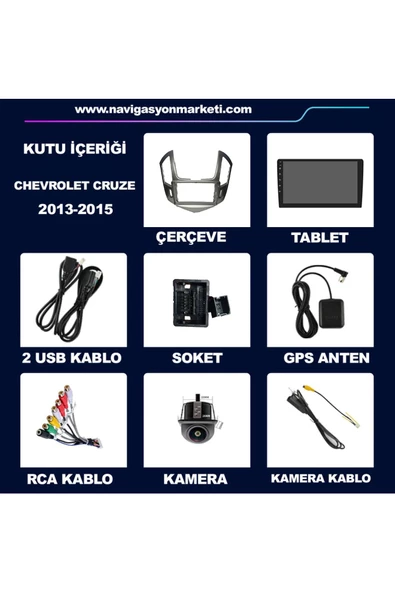NAVMİNA Chevrolet CRUZE 2013-2015 Uyumlu 9 inç Gri Çerçeveli Multimedya - Resim 6