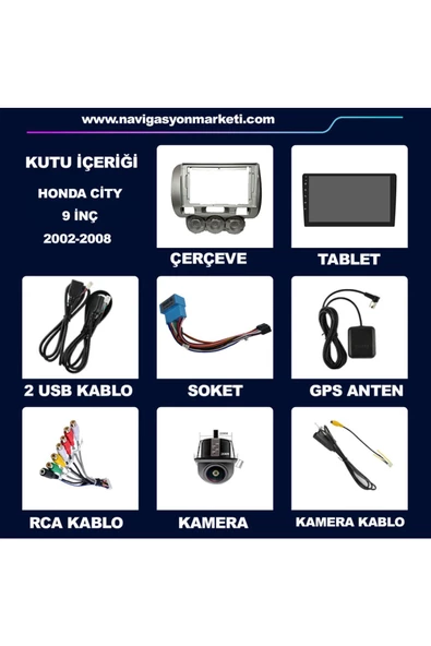 NAVMİNA Honda City 2002-2009 Uyumlu Manuel klima Uyumlu 2+32 Gb Multimedya - 6