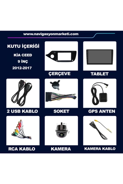 NAVMİNA Ki?a Ceed 2012-2017 Uyumlu 9 I?nç 4-32 Gb Multi?medya Kamera - 6