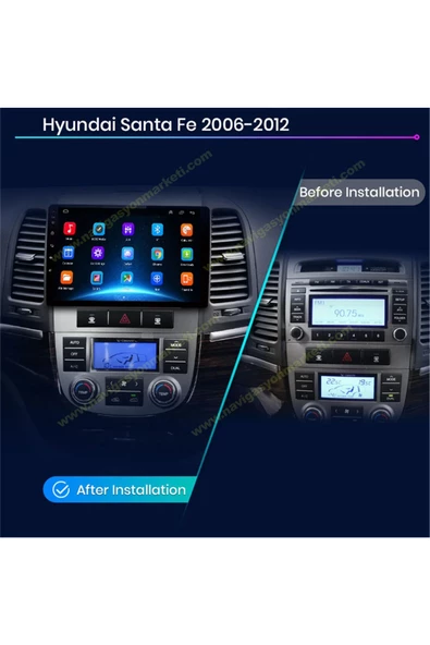 NAVMİNA Hyundai Santafe 2007-2011 Uyumlu 9 inç 4-32 GB Multimedya