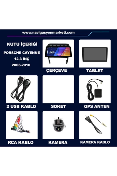 NAVMİNA PORSCHE CAYENNE 2003-2010 UYUMLU 12.3 İNÇ 2-32 GB MULTİMEDYA - Resim 2