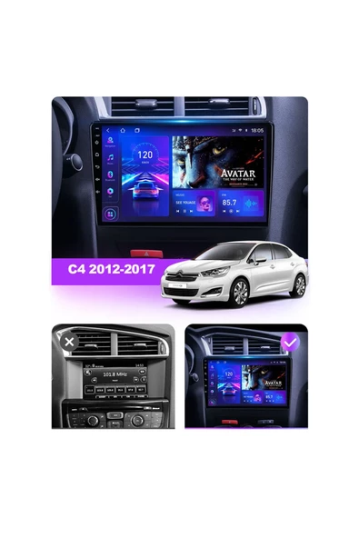 NAVMİNA Citroen C4 2011-2017 Uyumlu 10 inç 2+32 gb Multimedya