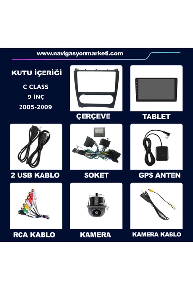 NAVMİNA MERCEDES C W203 1999-2004 UYUMLU 9 İNÇ 4-32 GB MULTİMEDYA KAMERA - Resim 6