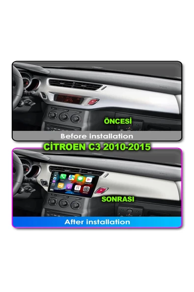 NAVMİNA Citroen C3 DS3 2010-2015 Uyumlu 2+32 gb 10 inç Beyaz Çerçeveli Multimedya