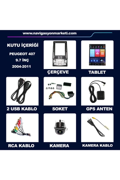 NAVMİNA PEUGEOT 407 UYUMLU 9.7 İNÇ TESLA 4-64 GB MULTİMEDYA KAMERA - Resim 5