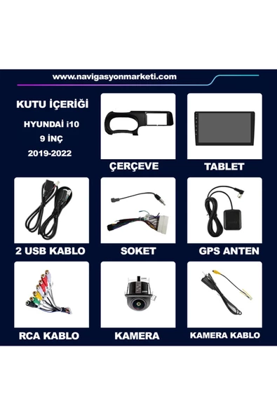 NAVMİNA Navmina Hyundai i10 2019-2022 Uyumlu 9 inç 4.32 GB Multimedya - 5