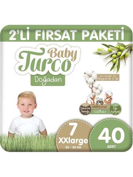 Baby Turco Doğadan 7 Numara Xx Large 40'Lı Bebek Bezi