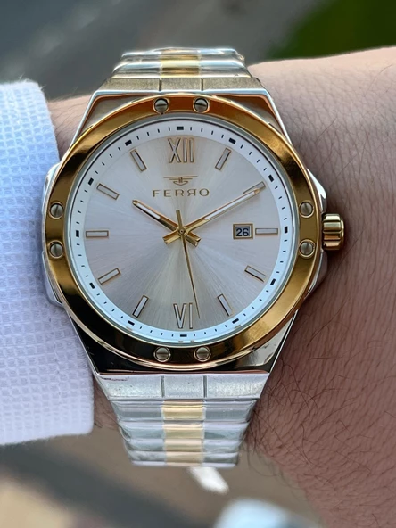 Ferro Çelik Kordon Takvimli Kadran 30 Mt Suya Dayanıklı Erkek Kol Saati EF-11357-D - Resim 4