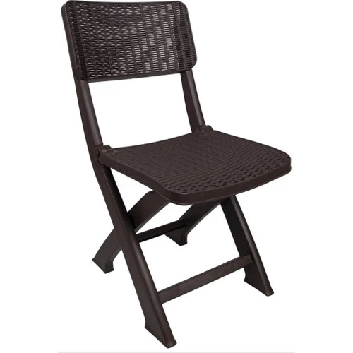 Mandella Sky Katlanır Rattan Sandalye (Kamp - Piknik Sandalyesi) Kahverengi (2 Adet)