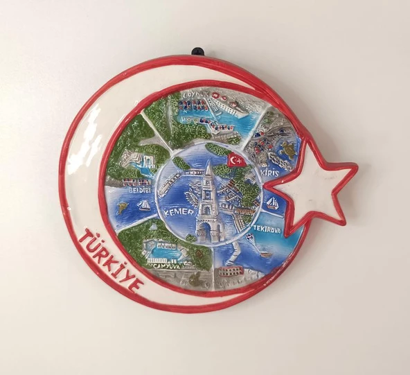 Tabak Seramik Ayyıldız Türkiye Duvar Masa Süsü Biblo Dekor - 2