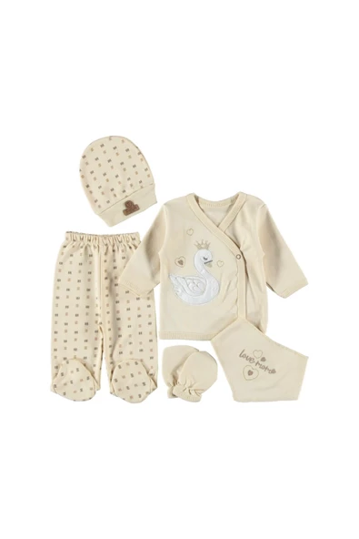 KUĞU NAKIŞLI ORGANİK 5'Lİ ZIBIN SETİ - Resim 3