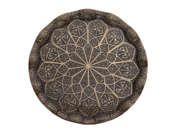 YUVARLAK DALGALI BÜYÜK TEPSİ ANTİK SARI - 2