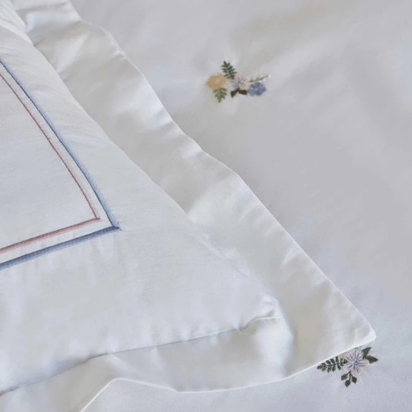 Karaca Home Cavale Beyaz Çift Kişilik Nakışlı Percale Nevresim Takımı - 3