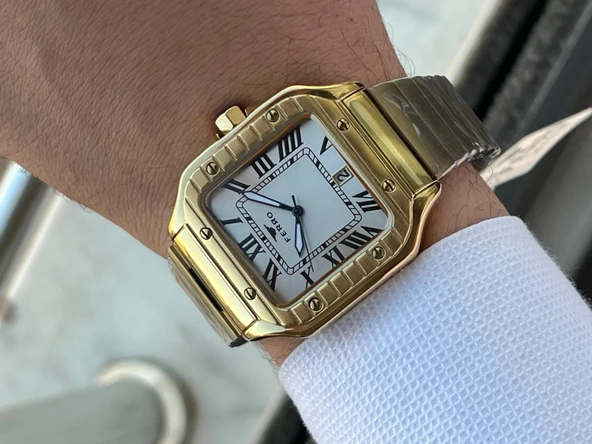 Ferro Çelik Kordon Takvimli Kadran 30 Mt Suya Dayanıklı Erkek Kol Saati EFM11448-B - Resim 5