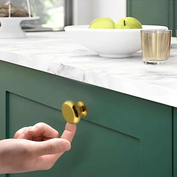 Gama Düğme Metal Kulp Gold Altın Çekmece Mobilya Mutfak Dolabı Dolap Kulpu Kulbu Kulpları - 6